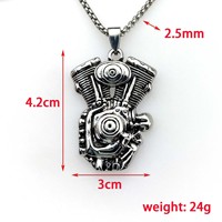 Collier avec pendentif pour moteur de moto en acier inoxydable pour hommes, bijou vintage gothique de style motard pour les fêtes à bascule punk