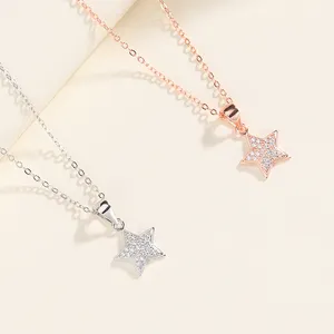 925 sterling silver Cubic Zircon Five Star star diamond Necklace Geometric Star Pendant Necklace Designer For Women
