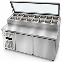 Réfrigérateur commercial en acier inoxydable 201 pour entrepôt frigorifique, comptoir de préparation, table de préparation de pizzas pour snack-bar