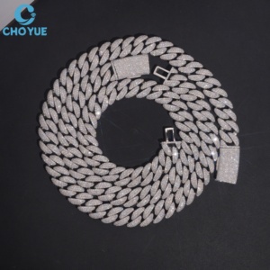 Oferta Especial: Cadena Cubana de Plata 925 con Baño de Rodio y Moissanita VVS, Joyería de Eslabones Completamente Incrustados Estilo Hip Hop - Product Image 1