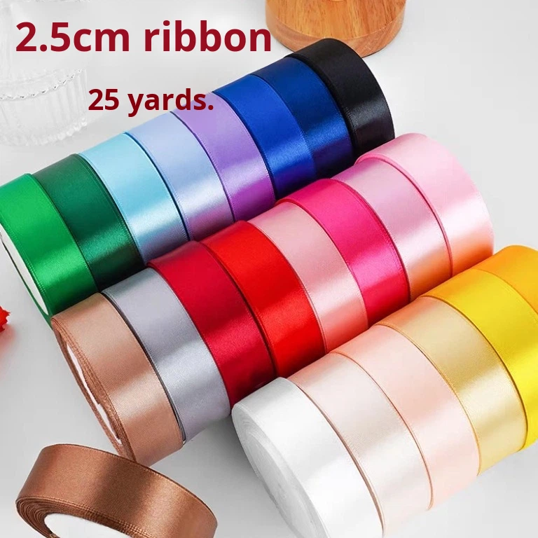 2.5cm Classic Silk Satin Polyester Ribbon Headband for Cake Gift Packaging