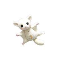 Boneka Gila-gila Putih Lucu, Mainan Boneka Tupai Terbang Mini, Bordir Pola Bulan Bintang, Mata Merah Muda Besar, Dua Gaya Telinga