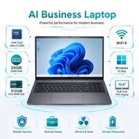 Ordinateur portable IA haute performance de 15,6 pouces avec processeur Intel Core i5 225H, doté de 24 Go de RAM, d'un SSD PCIe NVMe de 512 Go, d'un design ultra-fin en métal, et
