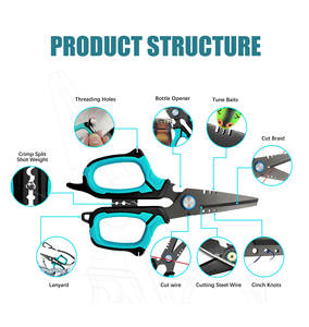 Tijeras para Anillas de Pesca de 6 Pulgadas, Multifuncionales, con Mango de PP+TPR, Cuchillas Microdentadas de Acero Inoxidable, Duraderas y Ecológicas - Product Image 6