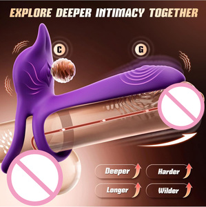 Vibrierender Penisring Paar-Sexspielzeug Doppel-Penisring-Vibrator mit Fuchs-förmigem Klitoris-Stimulator G-Punkt-Vibrator für Männer und Frauen - Product Image 2
