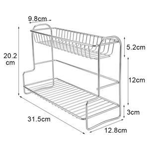 Étagère à vaisselle à double niveau en métal, support de rangement de cuisine, résistant à la rouille, design minimaliste - Product Image 4