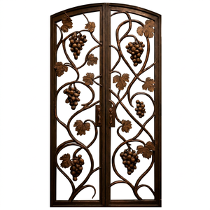 Portail d'entrée en fer forgé résistant à la rouille KHP, design Art Déco, finition thermolaquée, montage facile, motif vigne - Product Image 1