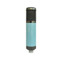 Microphone à condensateur 48V bleu clair plaqué or, capsule à large diaphragme de 34 mm, enregistrement vocal en direct, instrument, microphone de studio