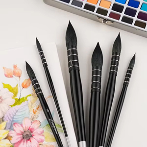 Ensemble de pinceaux professionnels en poils d'écureuil Fontainebleau pour aquarelle, <span class=keywords><strong>peinture</strong></span> à l'huile et acrylique - Product Image 6