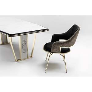 Ensemble de table à manger moderne en métal 6 places avec plateau en bois pour maison, appartement, hôtel, salle à manger - Product Image 3