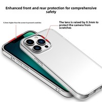 Coque souple transparente entièrement enveloppante texturée et étanche pour 13 Pro/15/14/17 avec moulage par injection, couleur unie, design simple