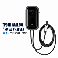 Chargeur mural pour véhicule électrique Tpson 7KW 32A, double interface Type1/Type2, IP65, résistant aux intempéries, nouvelle station de charge à longueur personnalisable