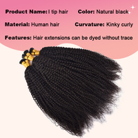 RXHAIR Cheveux Bruts Vierges Afro Crépus Bouclés I Tip Extensions de Cheveux Humains I Tips Microlinks Cheveux Brésiliens I Tip