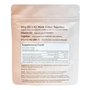 Cápsulas blandas naturales de vitamina D3 y K2 Ingredientes Premium hechos para una nutrición equilibrada y bienestar Vitamina K2 - Product Image 4