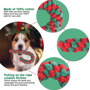 Juguetes Masticables Navideños Interactivos de Cuerda de Algodón Duraderos con Diseño Ecológico y Estilo de Dibujos Animados para Perros - Uso en Interiores - Product Image 2