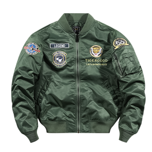 2021Tiger Mô Hình Thêu Phi Công Áo Khoác Phổ Biến Máy Bay Ném Bom Thể Thao Giản Dị Áo Khoác Nam - Product Image 1