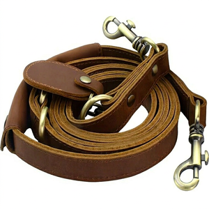 Leather <b>Dog</b> <b>Leash</b> Solid Color Padded Classic Style with Rivet Hardware for <b>Dogs</b> - Product Image 1