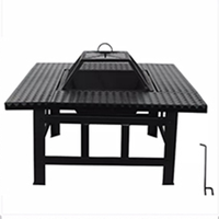 Table de jardin multifonctionnelle de style moderne avec foyer élégant en acier au carbone pour grillades et bois de chauffage