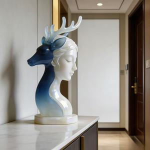 Escultura de <span class=keywords><strong>la</strong></span> Serena Convivencia entre Humanos y Ciervos: Escuchando el Viento y Admirando <span class=keywords><strong>la</strong></span> Luna, Fundida por Bozhiyi - Product Image 3