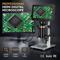 Microscopio Digital HD de 7 Pulgadas, Microscopio Electrónico de 1200 Aumentos, Microscopio para Reparación de Teléfonos Móviles con Luz Conectada a la Parte Inferior
