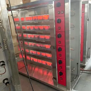 Otomatik döner dikey gazlı Rotisserie tavuk kavurma fırını ızgara makinesi