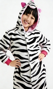 Conjunto de Pijama de una Pieza Haoxuan Ecológico de Terciopelo con Estampado de <span class=keywords><strong>Cebra</strong></span>, Estilo de Dibujos Animados para Niños, con Mangas Abullonadas, para las Cuatro Estaciones - Product Image 2