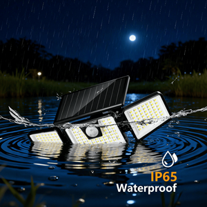 Lampes solaires d'extérieur étanches avec détecteur <span class=keywords><strong>de</strong></span> mouvement, projecteur <span class=keywords><strong>de</strong></span> sécurité à 3 têtes pour patio, cour, garage, entrée, allée - Product Image 4