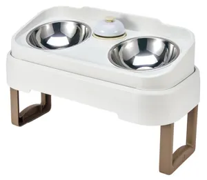 Elevated Double Stainless Steel Bowls Pet Bowls Feeders With Slow Feeder And Bell