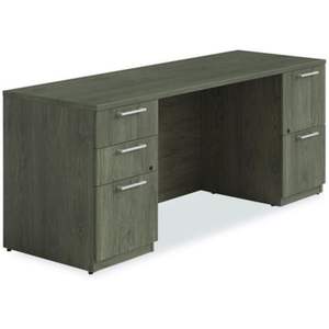 Alera AE1NZK-UF2472FF Meuble de rangement à double piétement série Seville 72 pouces. X 24 pouces X 29 In. Matériel en bois finition noyer - Product Image 1