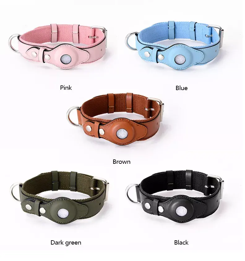 luxus leder haustierhalsband hersteller katze finden anti verloren individuell wasserdicht air tag hundehalsband mode