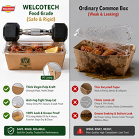 Boîtes à sandwich en papier kraft personnalisées avec couvercles transparents, jetables, de qualité alimentaire, pour desserts, pâtisseries et emballages de boulangerie