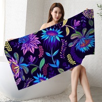 Serviettes de bain et de visage en microfibre et coton personnalisées, motif sportif, pour la maison et la plage, avec logo personnalisé
