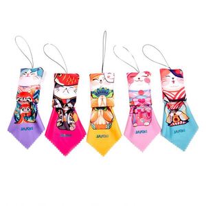 Custom Logo Anime Reusable Foldable Silk Screen Printing Microfiber Glasses Cleaning Cloth <b>Keychain</b> Pouch Clip Bulk <b>Personalized</b> - Product Image 6