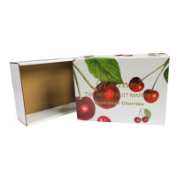 Caja de Embalaje de Cartón Corrugado Personalizada para Cerezas, con Tapa y Base, Diseñada para Almacenamiento y Envío de Fruta Fresca