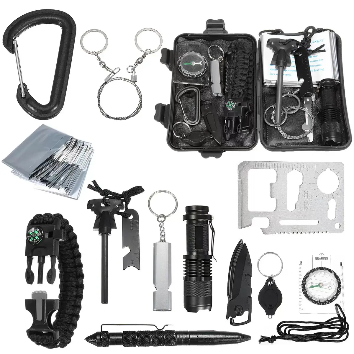 Camping 13 in 1 survival kit Set Outdoor SOS Camping equipment Travel Multifunction First aid Emergency survival kit