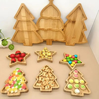 Houten Kerstboom Schotels Dessert Gedroogd Fruit Snacks Schaal Kerst Serveerschaal voor Feest 2026 Bamboe Serveerschaal