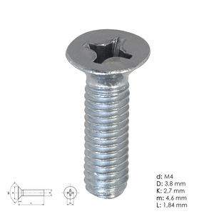 Vite a testa svasata Pozidriv in metallo, zincata, M04x20 mm, DIN965 - Product Image 1