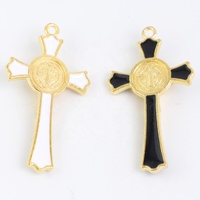 Croix religieuse de saint Benoît en bois noir ou blanc de 2 pouces