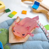 Jouet sensoriel anti-stress en TPR, axolotl rose transparent, jouet à presser pour le bureau