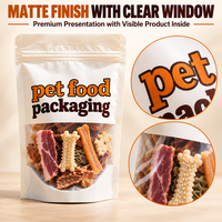 Sachets personnalisés biodégradables refermables avec fenêtre holographique en Mylar pour aliments pour animaux, friandises, croquettes pour chats, chiens, poissons, lait et gelée