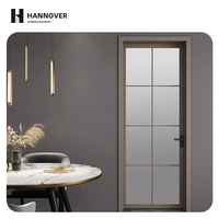 Porte de séparation de salle de bain HANNOVER à cadre fin en aluminium, à charnières, étanche, gain de place, avec verre dépoli et fermeture magnétique