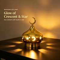 Lanterne à vent LED en fer électroplaqué couleur personnalisée, motif lune et étoile, style arabe, pour Ramadan/Eid, lumière d'ambiance de bureau, décoration de table à domicile