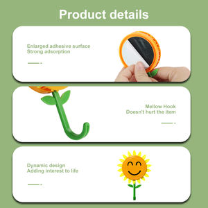 Bunga matahari lengket cangkir hisap kait plastik dinding dipasang tunggal ruang tamu dapur pintu bunga matahari kait - Product Image 4