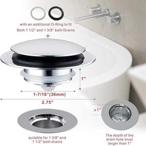 Tapón de drenaje <span class=keywords><strong>cromado</strong></span> antiolor y antibloqueo, filtro de fregadero, núcleo de rebote <span class=keywords><strong>para</strong></span> tapón de fuga de <span class=keywords><strong>lavabo</strong></span> de baño - Product Image 2