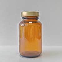 Bouteilles en verre rondes ambrées pour compléments alimentaires, pots de stockage pour comprimés et capsules de vitamines avec couvercles métalliques, capacités multiples personnalisables