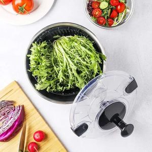 Essoreuse à salade en acier inoxydable, 4,2 litres, lave-légumes, sécheuse à laitue sans BPA avec manivelle, base antidérapante, compatible lave-vaisselle - Product Image 6