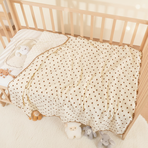 Couverture Bébé Douce en Coton Crêpe Minky à Pois Double <span class=keywords><strong>Couche</strong></span> Apaisante pour Nouveau-né, Vente en Gros Directe Usine, Motif Personnalisé - Product Image 1