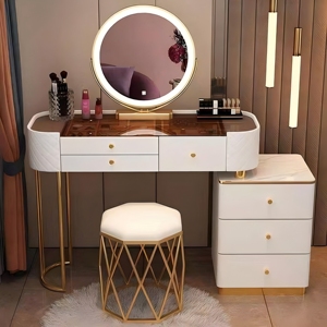 Moderno Tavolo Multifunzionale Bianco di Lusso in Stile Nordico per Camera <span class=keywords><strong>da</strong></span> Letto, Appartamento Femminile, Piccolo Tavolo <span class=keywords><strong>da</strong></span> Trucco per Hotel con Ricarica e Illuminazione - Product Image 2