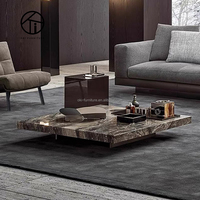 Ensemble de tables basses rectangulaires en acier avec plateau en ardoise, design italien, luxe moderne, pour villa, salon, maison, hôtel