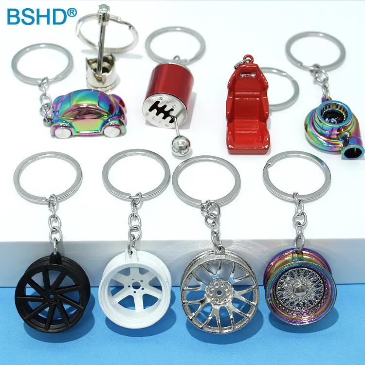 Chaveiro de freio manual turbo personalizado para roda, aro do pneu, chaveiro de pistão do motor, chaveiro de metal para peças automotivas, chaveiro de mão